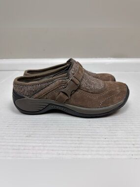 Merrell Encore Sidestep Wool Clogs Women's 6.0 gray Slip On Mule Shoes